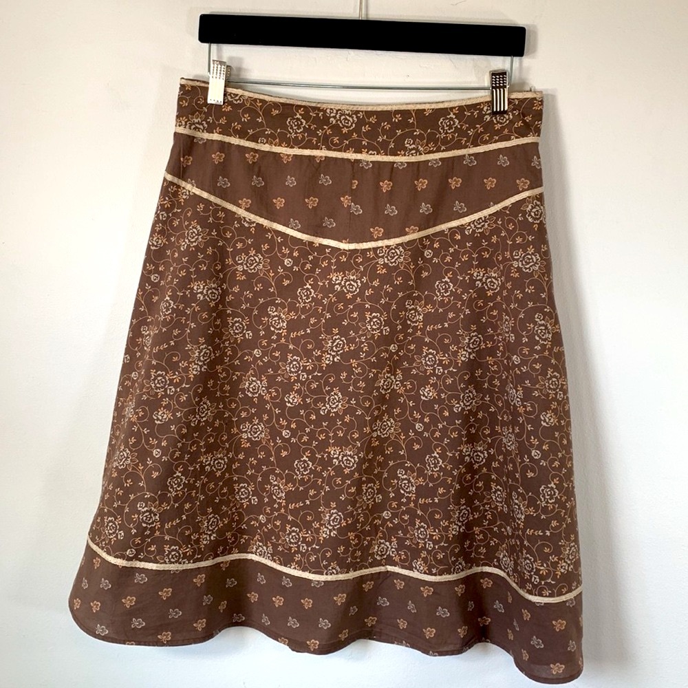 New York & Co Floral Countrycore Women’s Size 8 Lightweight Brown Orange Skirt